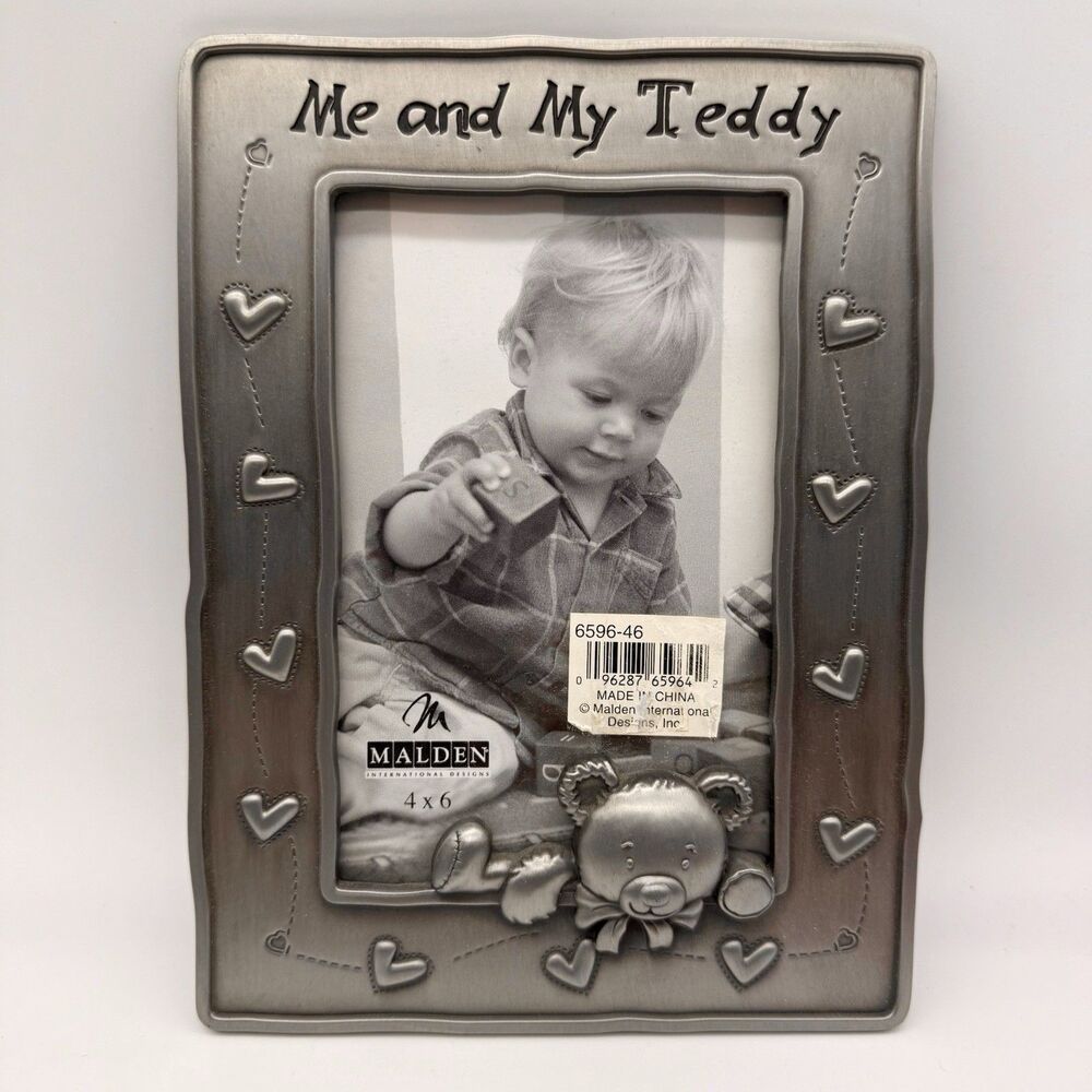 Me And My Teddy Pewter Like Finish Picture‎ Frame By Malden Easel Mount 4”x6”